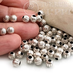 Silver Ball Spacer Beads, Mini Round Beads, Rustic Ball Bead, Silver Spacer Bead Findings, Turkish Jewelry, 6mm Ball Beads, 20pc