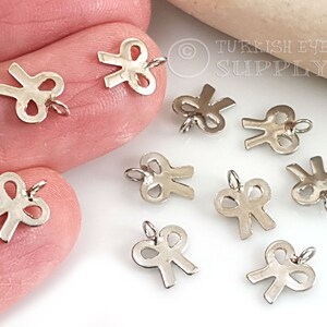 Silver Bow Tie Charms, Tiny Bow Tie Charms, Bow Tie Necklace Charms, 5Pc