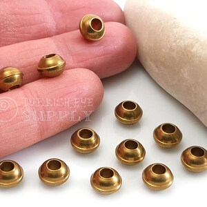 Solid Brass Ball Beads, Raw Brass Spacer Ball Beads, 6x8mm Round Brass Beads, Raw Brass Findings, 20pc