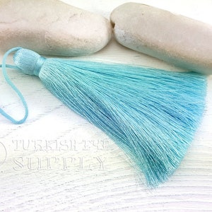 Large Thick Blue Silk Tassel, Thick Silk Tassel, Hand Made Silk Thread Tassel, Tassel Finding, Tassel Necklace, Jewelry Supplies, CC8157