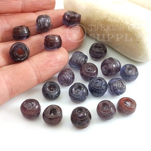 Traditional Turkish Artisan Handmade Round Glass Bead, Purpled Rustic Glass Beads, 20Pc