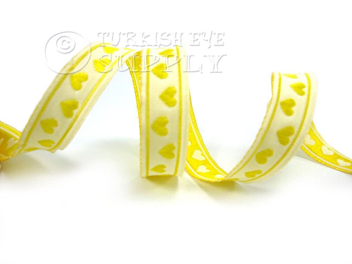 Love♡ribbon Jacquard Ribbon, Heart Ribbon, Ethnic Ribbon, Yellow Ribbon