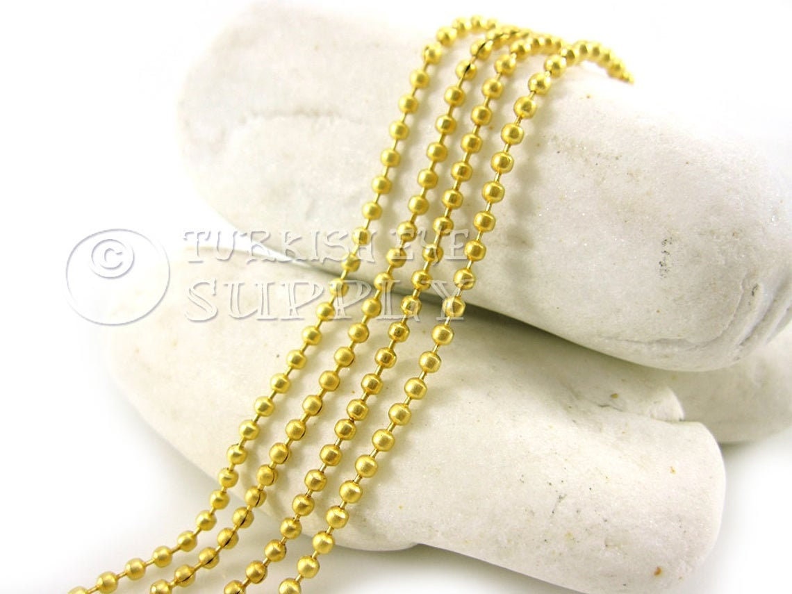 2mm Brushed Gold Ball & Cylinder Chain - with Connector