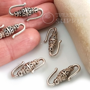 Silver Hook Clasps, Silver S Hook Clasps, Tribal Bracelet Clasps, Silver Clasp Findings, Silver Plated Necklace Connectors, 5Pc