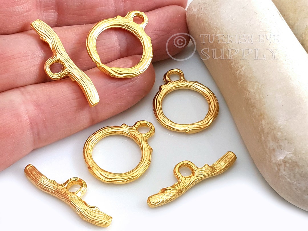 Gold Toggle Clasp, Toggle Clasp Closure, Large Gold Clasp, T Bar