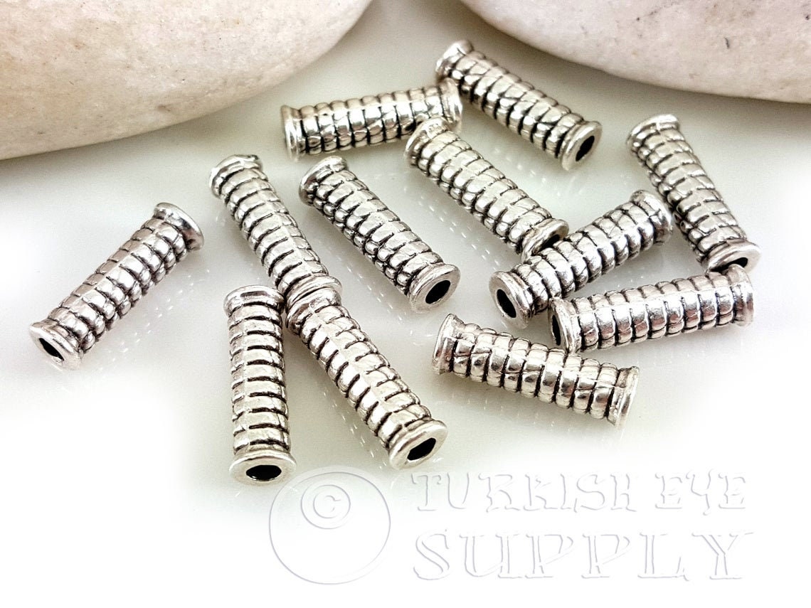Long Tube Beads Silver Tube Beads Silver Plated Spacer Etsy UK