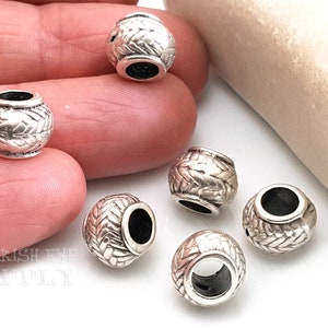 Large Silver Beads, Silver Ball Spacer Beads, Tribal Beads, Silver Bali Beads, Tibetan Beads, Spacer Findings, Large Hole Beads, 4pc