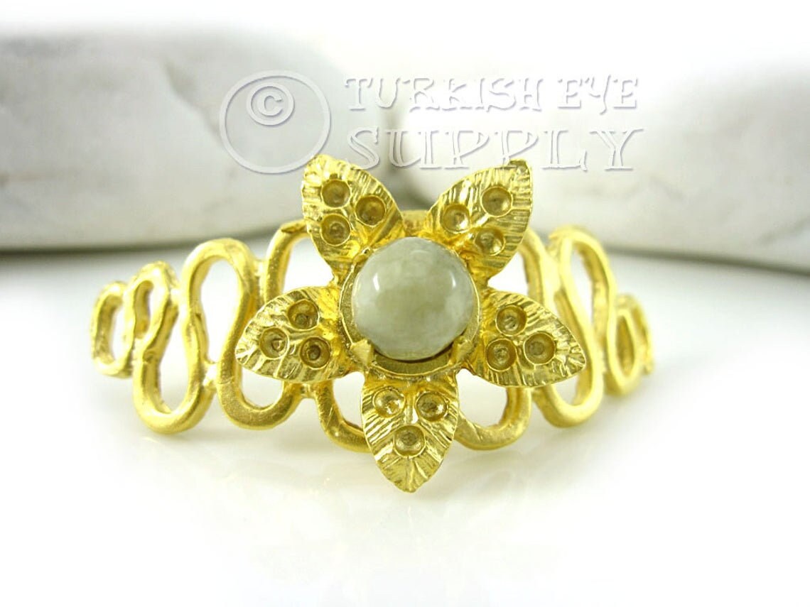 Gold Curved Bracelet Bar Flower Accent Bracelet Bar With Etsy UK