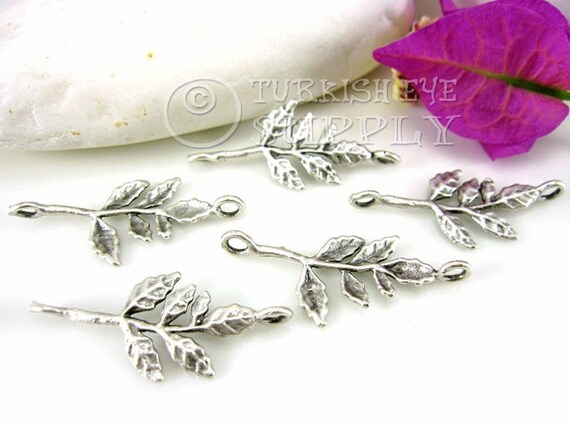 Silver Leaf Connectors Silver Leaf Branch Connector Charm Rustic Leaf Connector Charms Leaf Necklace Pendant Silver Plated Jewelry 5pc Etsy UK