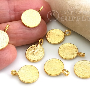 Rustic Gold Turkish Coin Charms, Gold Coin Pendants, Ottoman Coin Replica Charms, Turkish Coin Findings, Turkish Jewelry, 4 pc