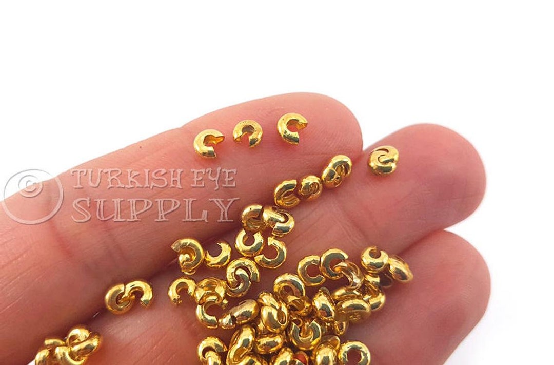 Crimp Bead Knot Covers, Gold Plated C Crimps Clasps, Beading Supplies