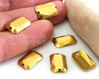 Raw Brass Rectangle Connector Charms, Brass Rectangle Dome Charms, 10x16mm, Brass Rectangle Cambered Findings, Raw Brass Jewelry, 12Pc