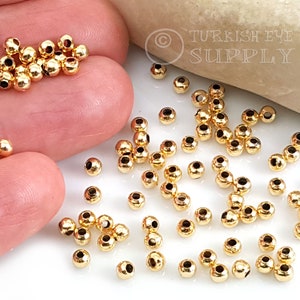Shiny Gold Ball Spacer Beads, 3mm Gold Ball Beads, Gold Bead Findings