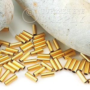 Mini Gold Tube Beads, 22k Gold Plated Spacer Beads, Gold Tube Spacer, Plain Tube Beads, Jewelry Components, Gold Spacer Findings, 20Pc