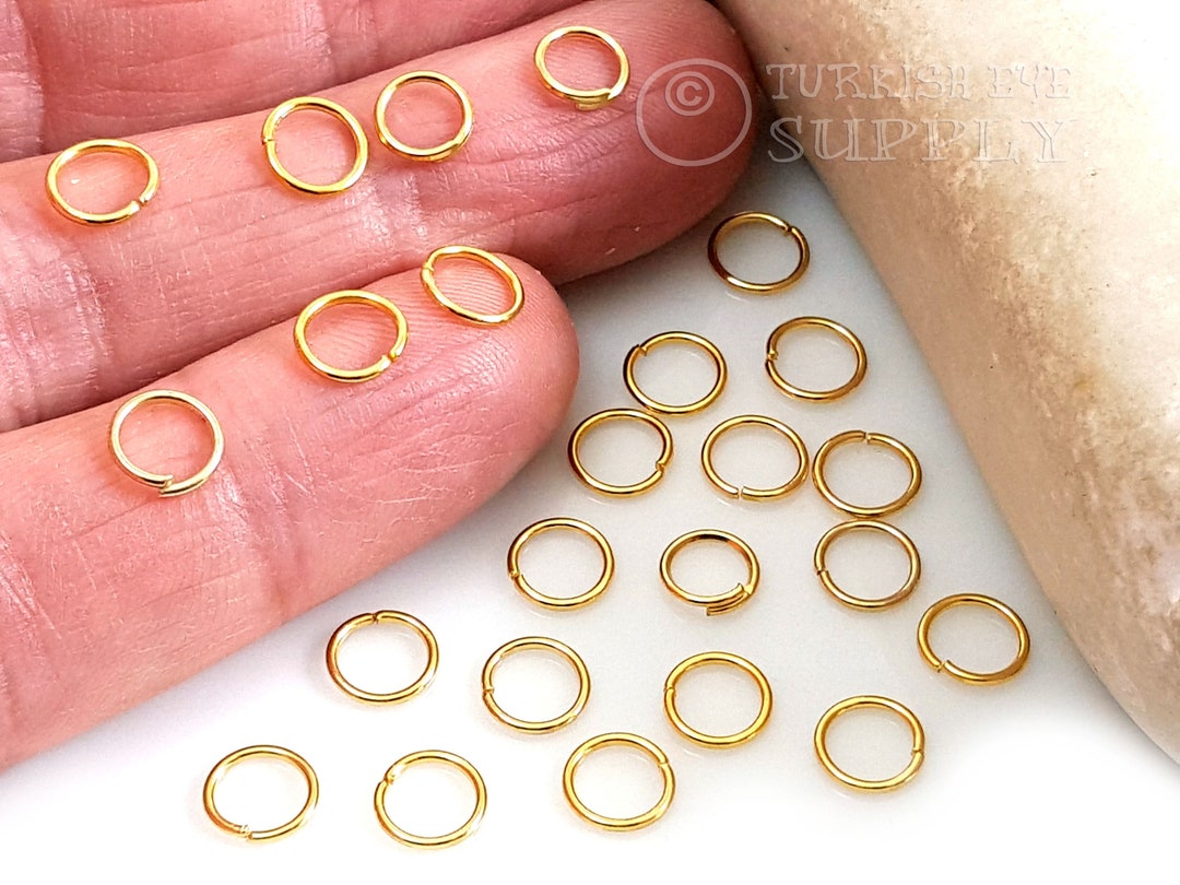 Gold Jump Rings, 6mm Jump Rings, 22k Gold Plated Jump Rings, Split Jump