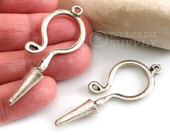 Large Silver Spike Charms, Silver Plated Jewelry Findings, 1Pc