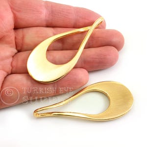 24k Shiny Gold Plated Teardrop Charm, Large Twisted Teardrop Pendant, Gold Teardrop Hoop, 1pc