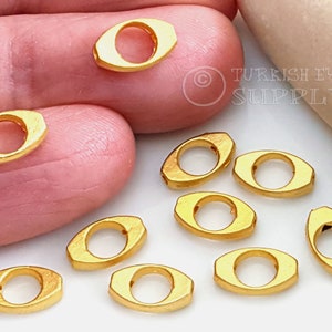 Perline distanziatrici ovali dorate, placcate oro 22k, perlina scorrevole ovale, perline distanziatrici per braccialetti, 10 pezzi