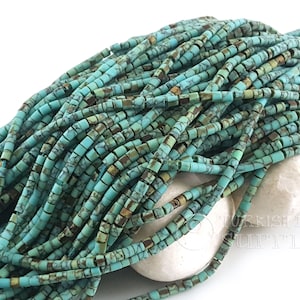 Turquoise Afghan Beads, Turquoise Matrix Seed Beads, Heishi Strands, Howlite Beads, Semiprecious Gemstone Beads, Loose Beads 2mm