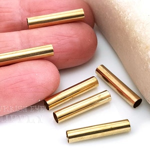 Raw Brass Tube, Brass Tube Spacers, 4x20mm, Brass Tube Beads, Industrial Long Tube, Raw Brass Jewelry Findings, 24pc