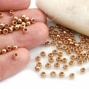 Gold Ball Beads, 3mm Gold Spacer Beads, Gold Plated Round CCB Beads, Bracelet Beads, 50Pc