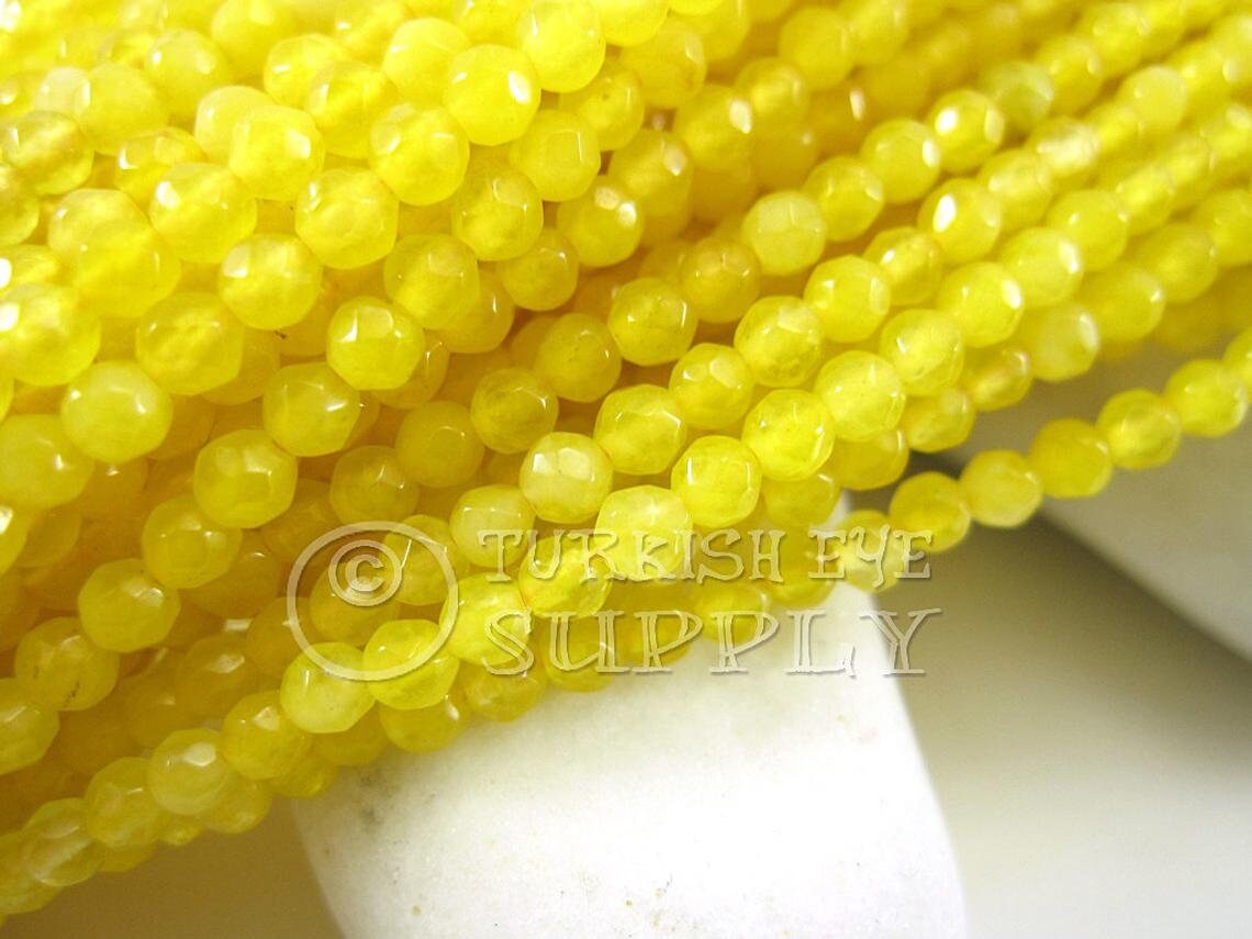 Yellow Gemstone Beads 3mm Round Faceted Beads Jade Bead Etsy UK