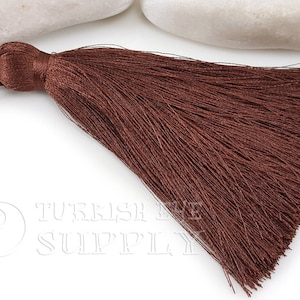 Borla de seda marrón gruesa grande, borla de seda, borla de hilo de seda hecha a mano, accesorio de borla, collar de borla, suministros de joyería, CC859