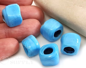 Perline distanziatrici a cubo di vetro blu, perline anti-malocchio, perline di vetro artigianali fatte a mano, perline di vetro tradizionali turche, gioielli boho