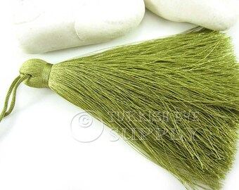 Olive Green Large Thick Thread Tassel, Hand Made Tassel, Silk Thread Tassel, Bookmark Tassel, Mala Tassel, 1 pc, CC951