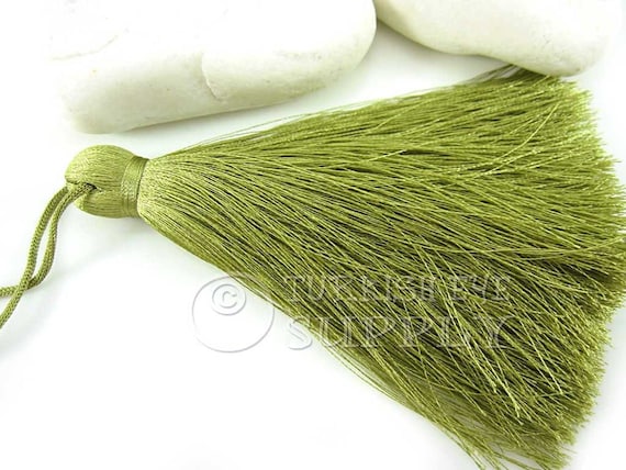 Olive Green Large Thick Thread Tassel, Hand Made Tassel, Silk