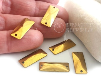 Conectores retangulares de latão bruto, pingentes de cúpula retangular de latão, 8 x 20 mm, acessórios curvos retangulares de latão, joias de latão bruto, 20 peças