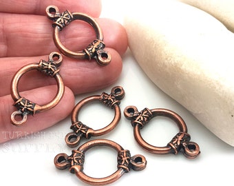 Copper Hoop Connectors, Copper Loop Connector, Loop Connector, Copper Connector, Copper Components, Copper Plated, Jewelry Findings, 4 pc