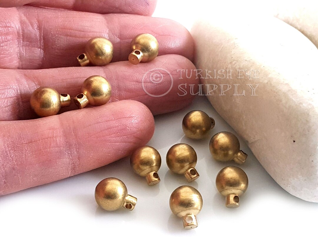 8mm Solid Brass Ball Charms, Raw Brass Ball Beads, Brass Ball Pendant, Raw Brass Findings, 6pc