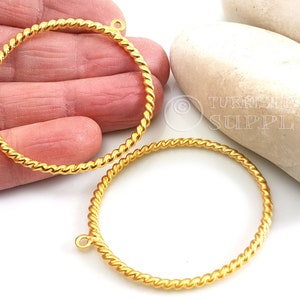 Twisted Gold Loop Pendant, Large Ring Pendant, Large Loop Pendant, Large Gold Hoop Pendant, Gold Hoop Connector, Earring Charms, 1pc