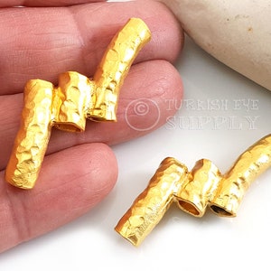 Triple Tube Bead Spacer, Hammered Tube Spacer, Trio Tube Bead, Multi Strand Tube Bar, 1Pc