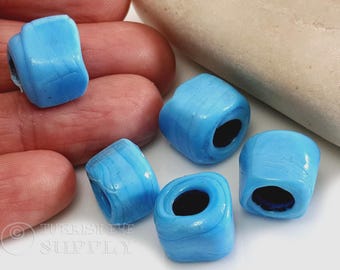 Blue Glass Cube Spacer Beads, Evil Eye Beads, Artisan Handmade Glass Beads, Traditional Turkish Glass Beads, Bohemian Jewelry