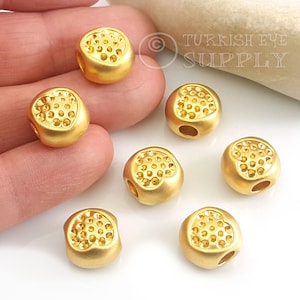 Large Gold Spacer Bead, Large Round Gold Bead, Large Hole Spacer, 2Pc
