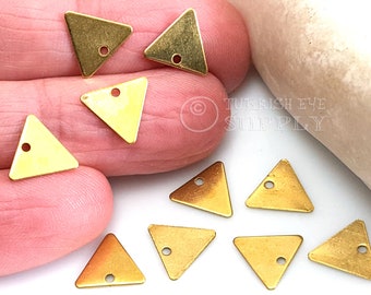 Raw Brass Triangle Charms, Triangle Tags, Raw Brass Triangle Blanks, Brass Triangle Charms, 9x10mm, Raw Brass Findings