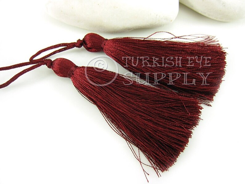 Hand Made Tassel Turkish Tassel CC216 2pc Silk Thread Tassel Mala Tassel Tassel Earring Findings Bordeaux Red Silk Tassel