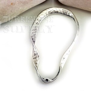 Hammered Large Hoop Pendant, Large Oval Loop Pendant, Silver Hoop Connector, Twisted Silver Loop Pendant, Silver Jewelry image 7