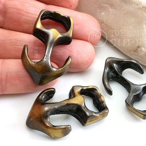 Bronze Anchor Clasp, Large Anchor Bracelet Clasp, Anchor Bracelet Connector, Leather Bracelet Clasp, Nautical Bracelet Jewelry, 4Pc