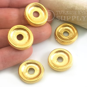Large Gold Disc Beads, Goldc Disc Charm, Large Gold Spacer Beads, Large Round Beads, 2pc