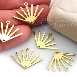 Brass Sun Charms, Raw Brass Sun Ray Pendant, 24x17x0.80mm, Brass Sun Earring Findings, 12pc