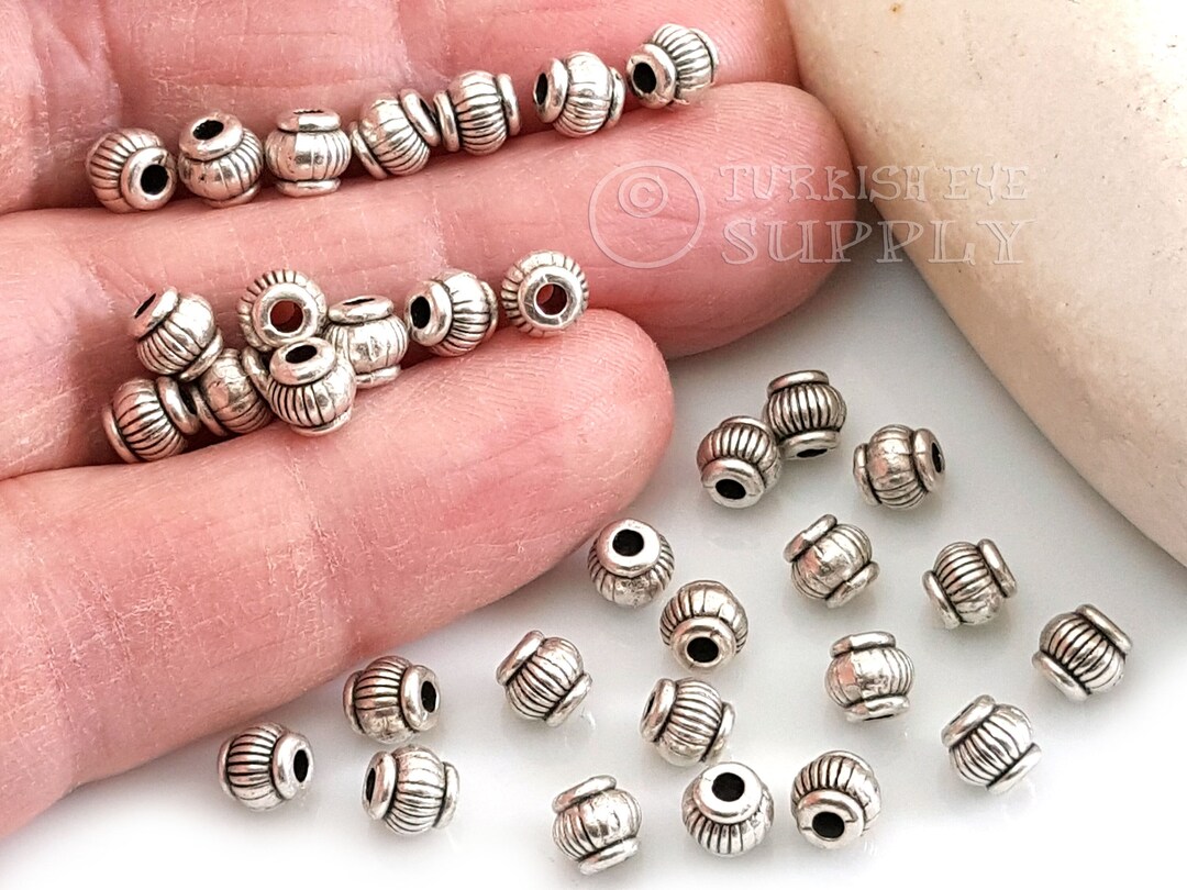 Mini Silver Beads Tribal Silver Ball Beads Rimmed Ball Bead Etsy