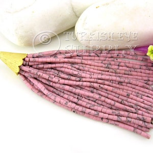 Pompons afghans roses avec perles et capuchon plaqué or 22 carats, Pompons en perles de rocaille, breloques pompons afghans, pendentif Heishi en perles d&#39;or, 1 pièce
