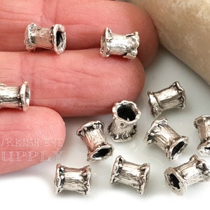 Silver Tube Beads, Silver Plated Tube Beads, Silver Spacer Tube Beads, Spacer Bead Findings, Turkish Jewelry, 10 Pc