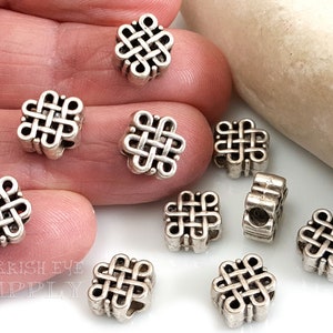 Silver Celtic Knot Beads, Silver Spacer Beads, Bracelet Beads, Silver Spacer Findings, Turkish Jewelry, Silver Plated Jewelry Findings, 10Pc