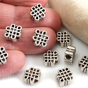 Silver Celtic Knot Beads, Silver Spacer Beads, Bracelet Beads