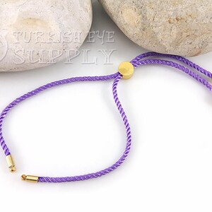 Cord Bracelet Blank, Lilac Adjustable Bracelet Blank, Sliding Gold Clasp, Friendship Bracelet Blank, Cord Bracelet Connector, 2mm