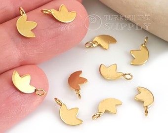 Gold Lotus Charms, Tiny Lotus Necklace Charms, Bracelet Charms, Lotus Findings, 5Pc